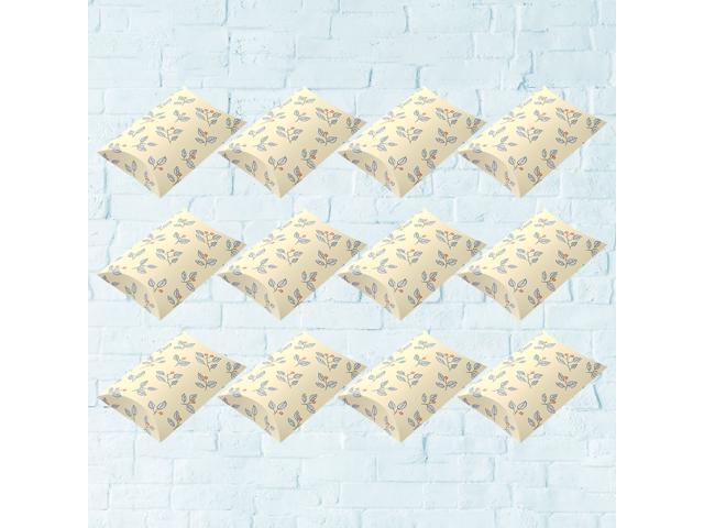 25pcs Paper Florals Candy Box Lovely Pillow Shape Chocolate Container Folding Gift Boxes Party Supplies (Light Yellow)