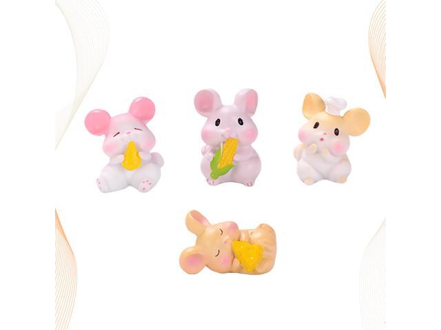 4pcs Mouse Desktop Decoration Lovely Mice Ornament Resin Crafts Micro Landscape Adornment for Home Living Room