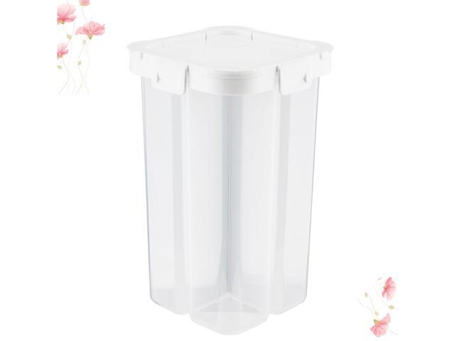 4-grid Transparent Grain Storage Pot Plastic Cereal Container Sealed Refrigerator Crisper (White)