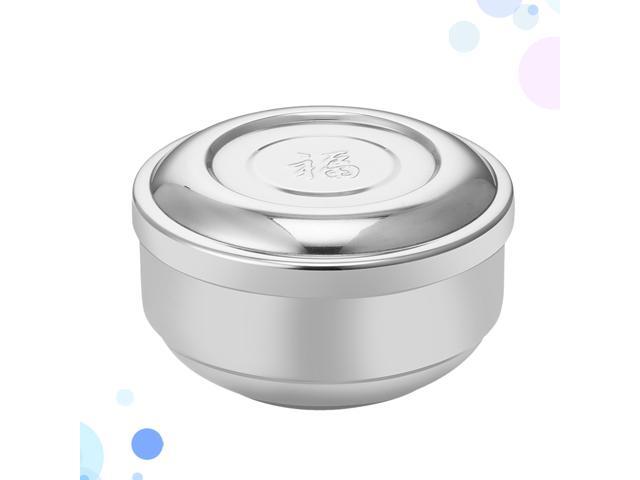 1PC Stainless Steel Rice Bowl with Lid Creative Double Layer Rice Bowl Household Kids Rice Container Stylish Round Utensils Bowl for Home Office