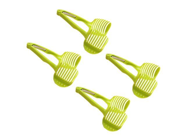 4 Pcs Effective Tomato Slicer Lemon Cutter Multipurpose Handheld Round Fruit Vegetable Slicing Gadget Shredder Kitchen Tool (Green)