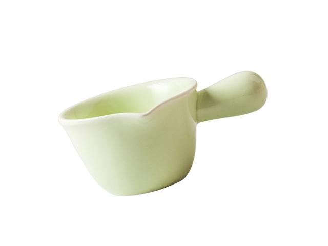 Ceramic Milk Pan Cooking Pot 70ML Mini Ceramic Cookware Casserole Food Supplement Milk Pot Single Handle Porridge Pot Small Stockpot (Green)