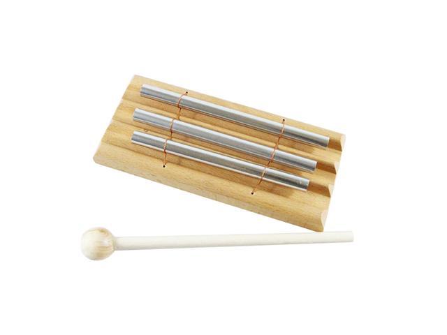 Children Trio Chime Xylophone Percussion Wooden Musical Toy with 2-Note Metal Tubes for Toddler Kid