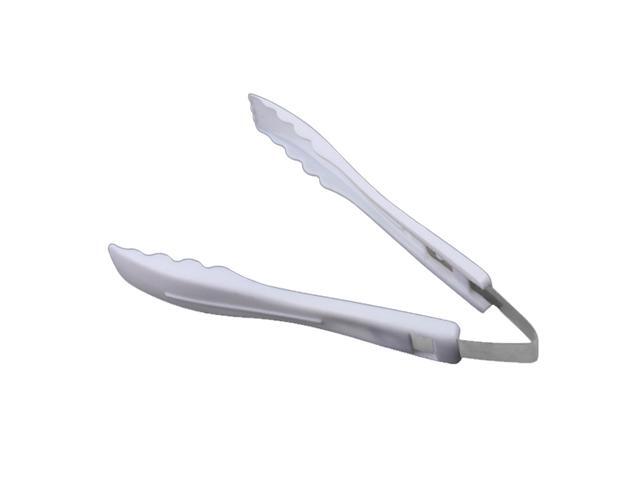 1pc Food Clips Bread Grill Holder Kitchen Tongs Long Easy Grip Toaster Serving Tongs for Cooking Toast Bread (White + Silver)