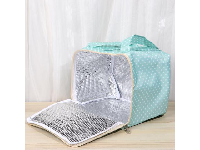 Heat Insulation Bento Package Oxford Cloth Lunch Tote Bag Portable Food Container Bag Storage Bag Picnic Bags (Light Green Dot)