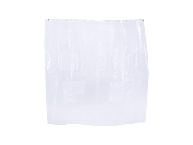 180x180cm Transparent Mildew Resistant Anti-Bacterial Shower Curtain Liner Quick Dry Mesh Bath Curtain with Pockets
