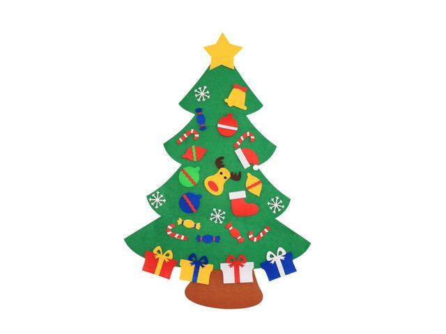 Felt Christmas Tree DIY Christmas Tree with Ornaments Wall Decor with Hanging Rope for Kids Xmas Gifts Home Door Decoration(C)