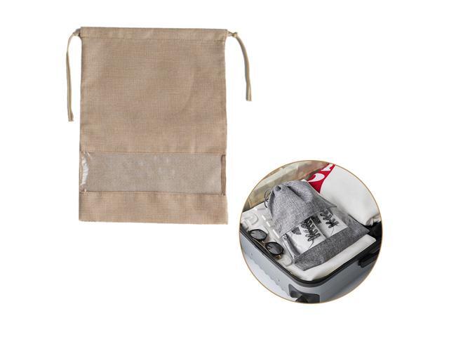 1PC Portable Burlap Drawstring Bags Multifunctional Jewelry Gift Storage Bags Suitable for Adults and Kids Holiday Traveling Large Size(Beige)