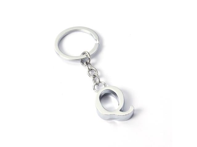 Alphabet Letter Pendant Keyring Creative Alloy Keychain Cool Car Keyring Handbag Phone Pendant Charms Gift (Silver Q)