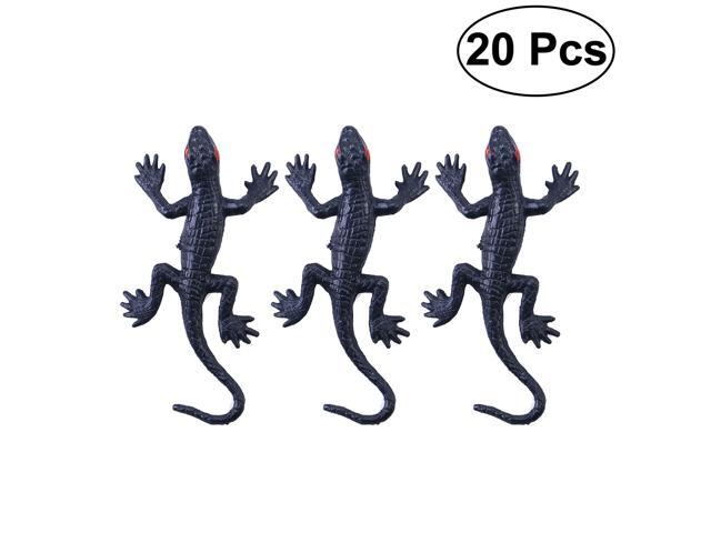 20 Pcs Plastic Black Gecko Prank Joking Funny Gadgets Horrific Decor for Halloween Parties Carnivals Costume Party Size S (Black)