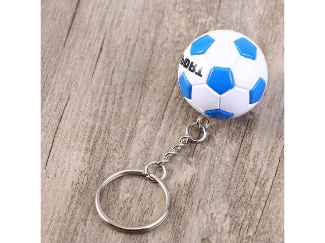 Football Pendant Keyring Simulation Soccor Keychain World Game Sport Memorial Key Chain Decoration (Blue)