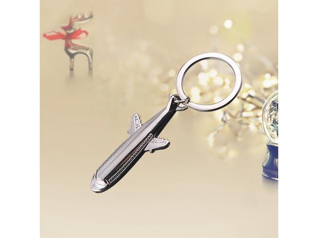 Air Plane Keyring Metal Keychain Cool Car Keyring Handbag Pendant Decoration Creative Gift Keyfob (Silver)