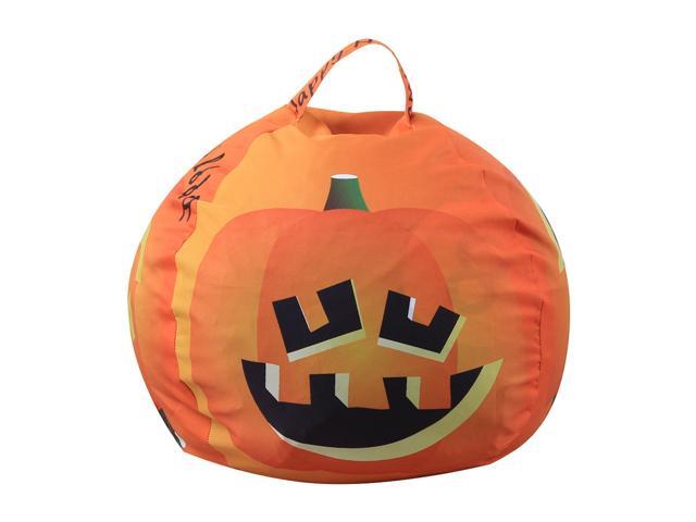 Toy Storage Bag Large Capacity Kids Plush Toys Organizer with Drawstring Closure (Pumpkin)
