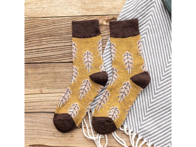 Fuzzy Christmas Tree Floor Socks Warm Women Girls Christmas Holiday Stockings(Yellow)