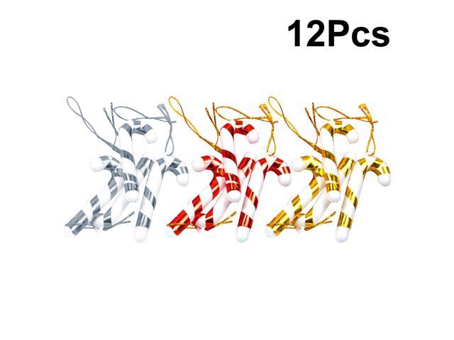 12pcs Candy Canes Ornaments Christmas Tree Hanging Decorations Party Favors Supplies (Assorted Colors)