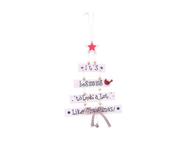 Christmas Ornaments Christmas Tree Shaped Hanging Decorations Wood Slices Baubles Handicraft Pendant Kit for Tree Seasonal Decor Xmas Gift (White)