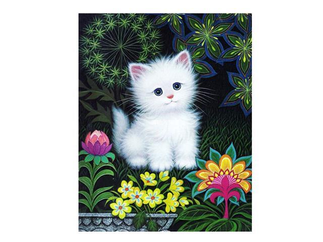 White Cat DIY 5D Diamond Painting Embroidery Cross Stitch Painting Pictures DIY Arts Crafts Home Wall Decor