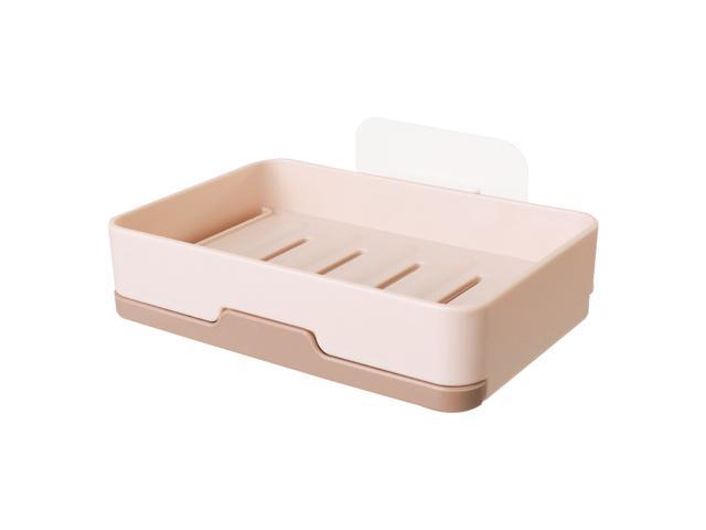 Wall-Mounted Soap Dish Draining Soap Holder Practical Soap Rack Soap Box Khaki (Single Layer)