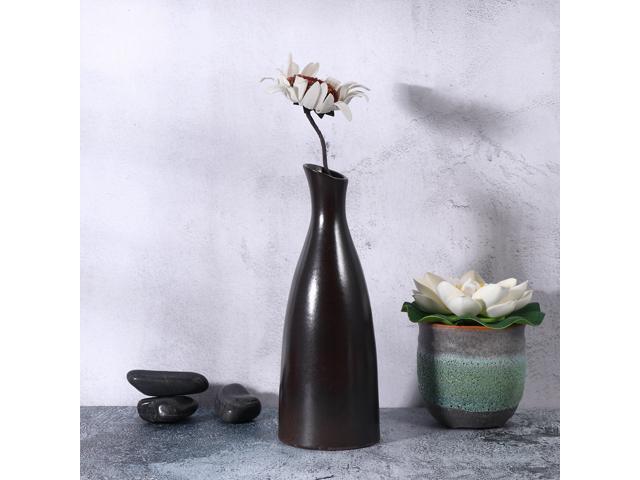 Modern Style Flower Pot Ceramics Pot Colored Desktop Decorations Plants Succulent Potted Holder for Home Garden Office (Brown)