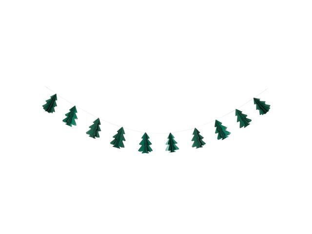 24m 3D Christmas Tree Banner Garland Paper Cardboard Bunting Hanging String Decorations Party Supplies (Dark Green Horizontal)