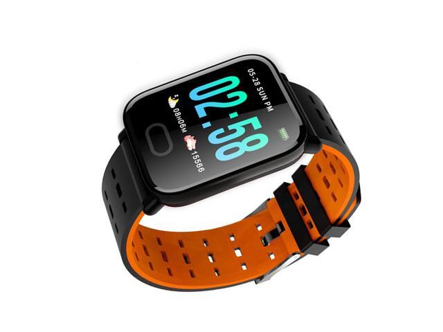 A6 13Inch Smart Band Heart Rate Sleep Monitor Sport Watch Blood Pressure Smartwatch Color Screen Wristband Waterproof (Orange)