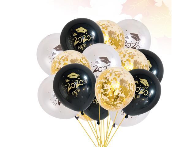 30pcs 2020 Graduation Balloon Doctoral Cap Printed Latex Balloons Creative Party Decor Without Ribbon (10pcs 12 Inches Golden Confetti Balloons