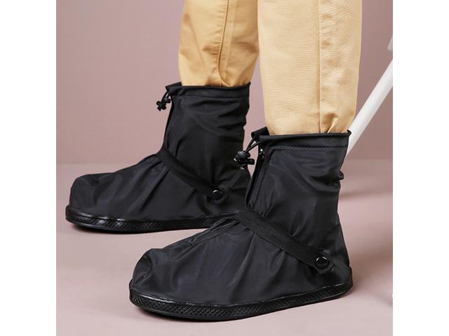 Reusable Waterproof Shoes Cover Non-slip Shoes Covers with Zipper Closure for Cycling Camping Fishing Garden Size S(Black)