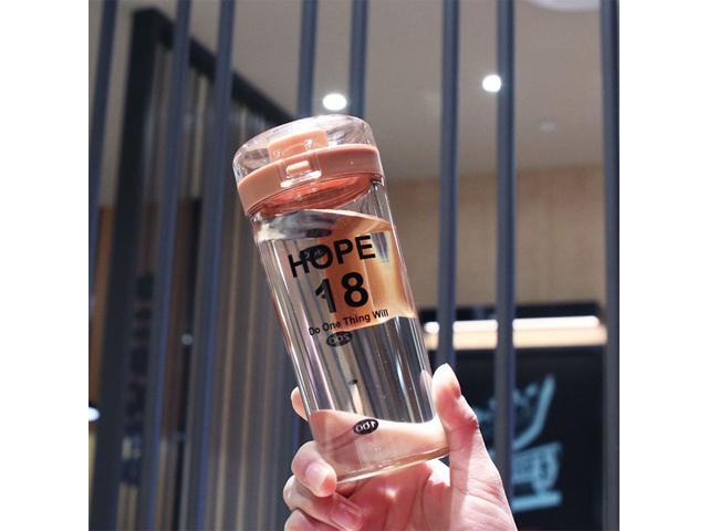 1Pc 400ml Shaker Bottle Thicken Plastic Water Bottle Fashion Stirring Water Cup Blender Bottle Portable Sports Cup for Protein Mixing (Apricot)