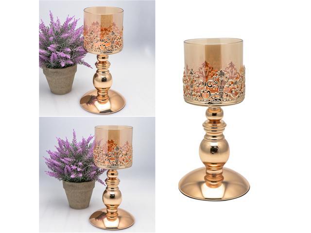 Candlestick Iron Glass Candle Stick Electroplate Iron Candlestick Adornment Wedding Decoration Size S