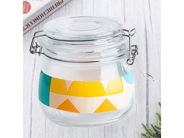 1PC 500ml Sodium-calcium Glass Storage Tank Simple Printed Seal Tank Portable Food Storage Bottle Sealed Empty Honey Jar Large Capacity Canister