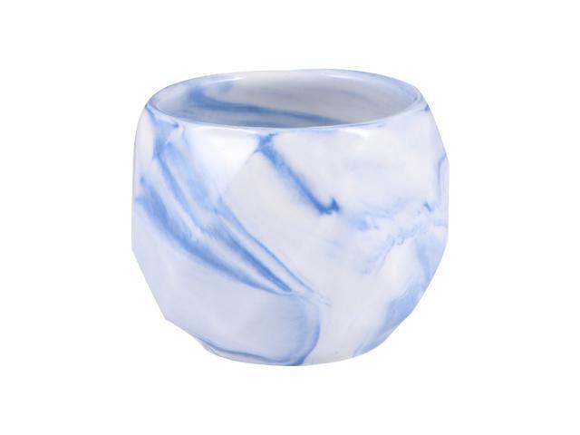 1 Pc Ripple Marble Container Succulents Plants Pot Ceramic Flower Planter Pot for Home Office Decoration (Blue)