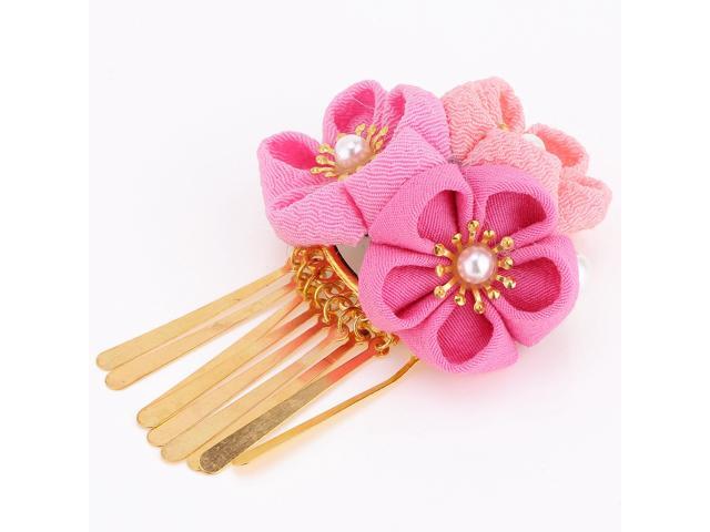 Japanese Style Hair Accessories Flower Hair Clip Kimono Flower Hair Clip for Traditional Clothes(Pink)