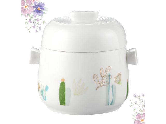 Practical Household Stew Soup Pot Useful Ceramics Steamed Egg Pot Kitchen Utensil for Home Restaurant (450ml)