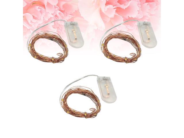3pcs 1M 10 LEDs Colorful Light String Copper Wire Decorative String Light Without Battery (Yellow)
