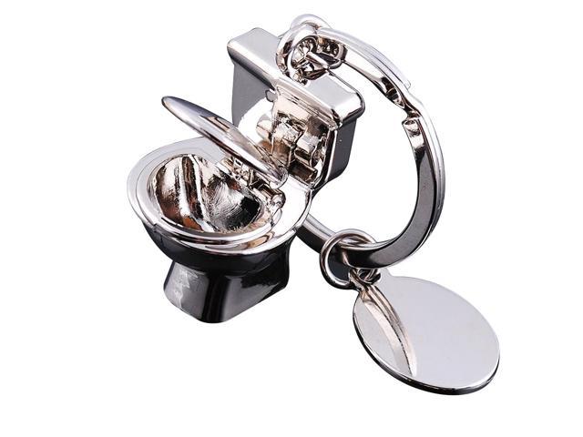 Toilet Keyring Metal Keychain Cool Car Keyring Handbag Pendant Decoration Creative Gift Keyfob (Silver)