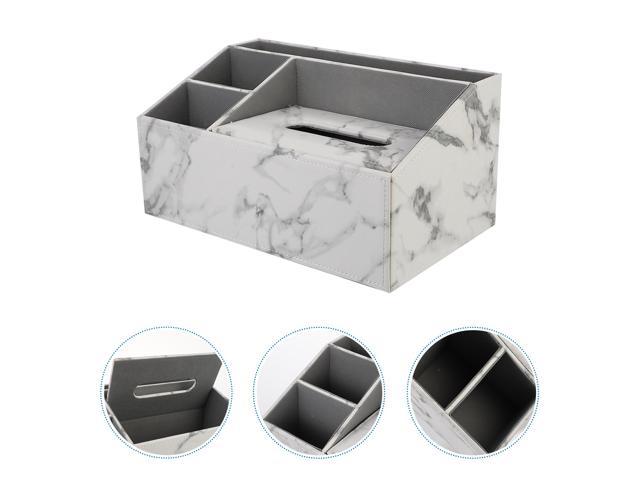 1 Pc Leather Marble Vein Multipurpose Tissue Box Remote Controller Holder