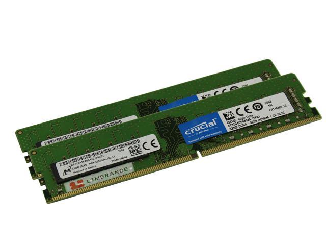 NeweggBusiness - CT2K32G4DFD832A Crucial 64GB(32GB x2) DDR4-3200(PC4-25600)  UDIMM •3200MT/s •1.2V •CL-22 •Dual Ranked •x8 based •Unbuffered •NON-ECC  •288-PIN Desktop Memory