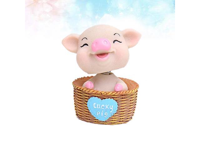 Pig Car Ornament Adorable Head Shaking Pig Ornament Decorative Pig Resin Craft (Pink)