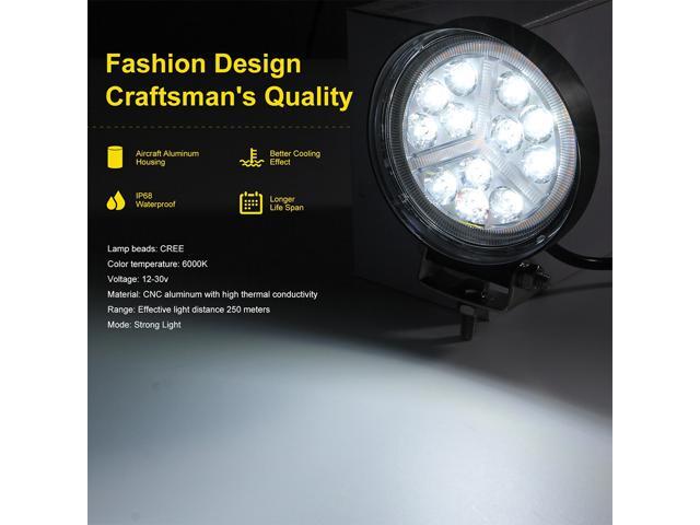 1Pc 160W 4 Inch Round Work Light Offroad LED Front Fog Lamp Lambdoidal Driving Light for Universal Car Lighting (Assorted Color)