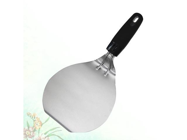 Stainless Steel Pizza Transfer Shovel Round Cake Spatula Lifter Plastic Handle Pizza Server Kitchen Tool for Daily Use (Silver Black)