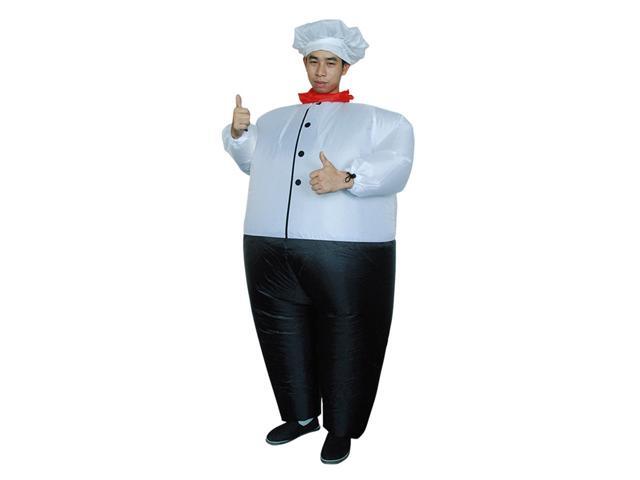 Fat Chef Cosplay Costumes Halloween Inflatable Clothes Funny Master Chef Suit for Party Performance (Adults Free Size)
