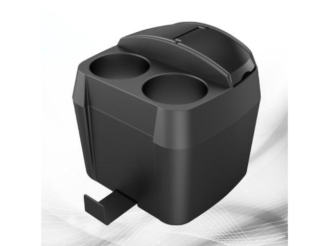 Multifunction Car Trash Bin with Cup Holder Storage Box Large Capacity Waste Container (Black)