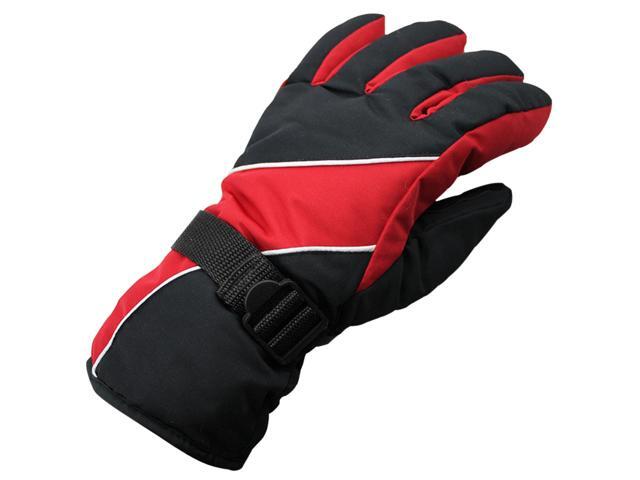 Men's Water Resistant Windproof Snow Protection Warm Adjustable Winter Sportswear Snowboard Ski Gloves (Red)