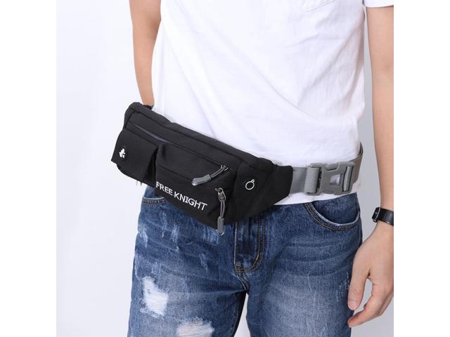 Outdoor Casual Sports Waist Bag Workout Fanny Pack Bag for Jogging Walking Hiking Climbing Camping (Black)