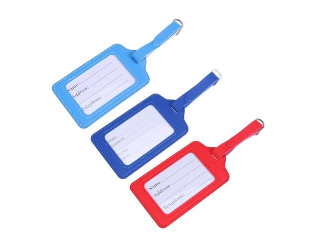 2 Packs Luggage Tags PU Leather Travel ID Tag Business Holder Suitcase Label Baggage Tags for Luggage Bag Suitcase (Dark Blue)