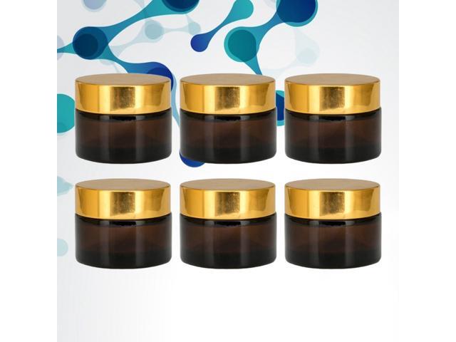 6Pcs Empty Makeup Bottles Glass Subpackaging Bottle Cream Bottles Cosmetics Storage Holder Black (30g Brown Bottle and Golden Lip)