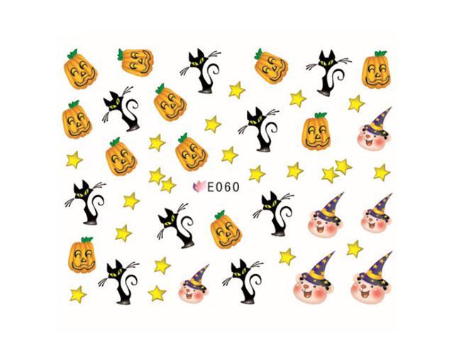 9pcs Halloween Theme Nail Art Sticker Assorted Nail Tip Decal Safe Manicure Decoration for Women (E059 + E060 + E061 + E062 + E063 + E064 + E065 +