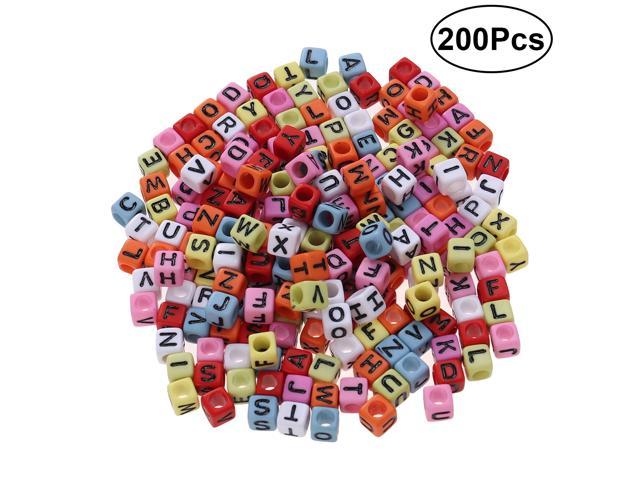 200 Pieces 6mm DIY Acrylic Black Alphabet Letter Cube Beads for Jewelry Making DIY Bracelets Necklaces Children's Educational Toys (Colorful)