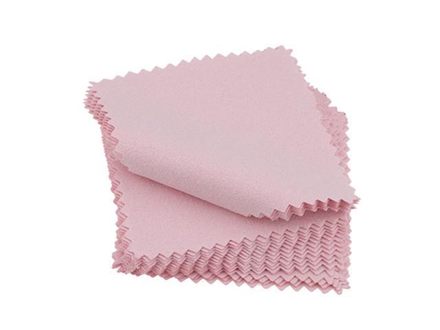 50pcs Jewelry Cleaning Cloth Suede Nap Cleaning Wipe Cloth Silver Jewelry Cleaning Cloth (Pink)