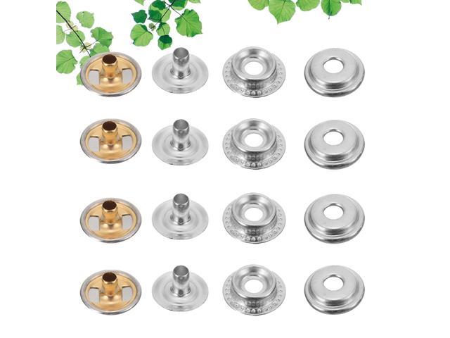 100 Sets Metal Snap Button Spring Buckle Fittings and Installation Tool Set Eco-Friendly Fasteners Clasp Button Craft Accessories (Silver 20L)